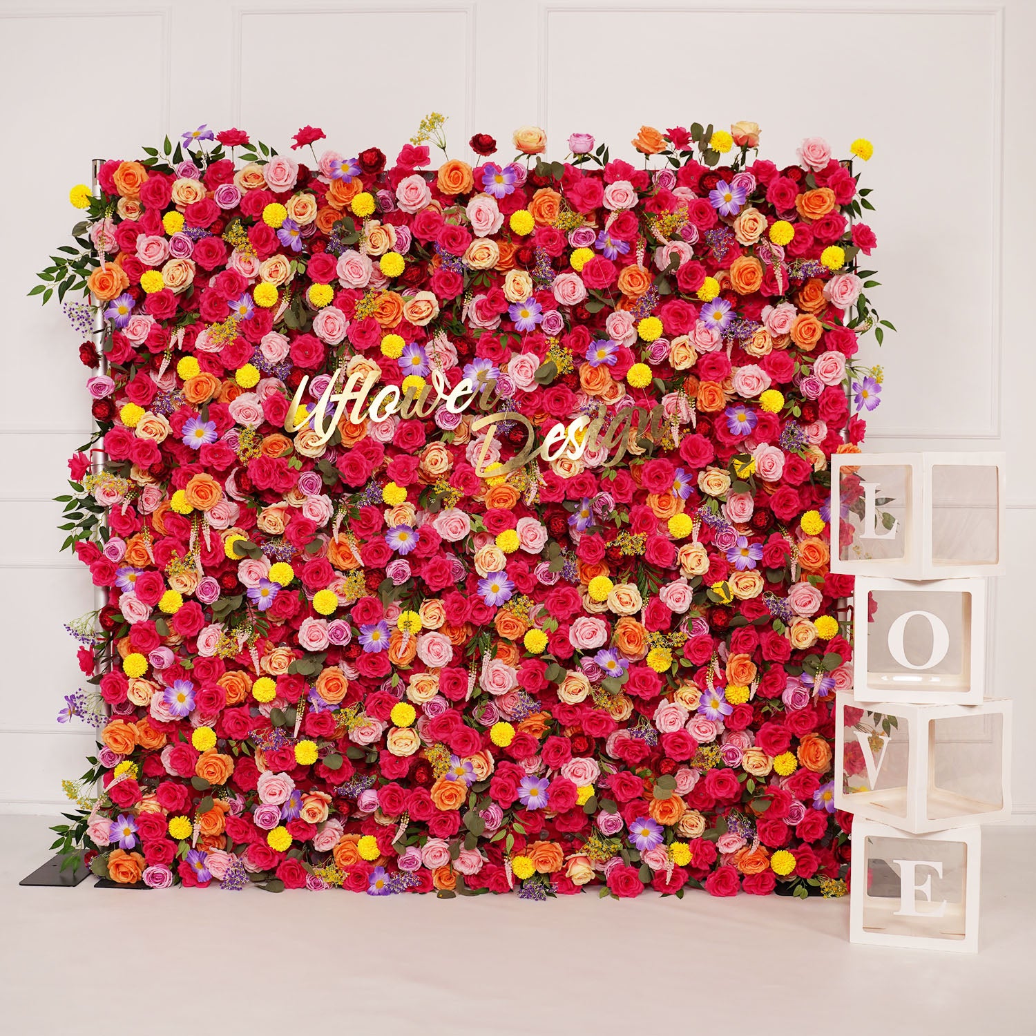 Artificial Colorful Wedding Flower Wall Decor